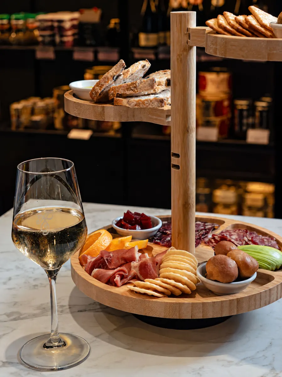Charcuterie board and wine at Almost French Epicure, Melbourne